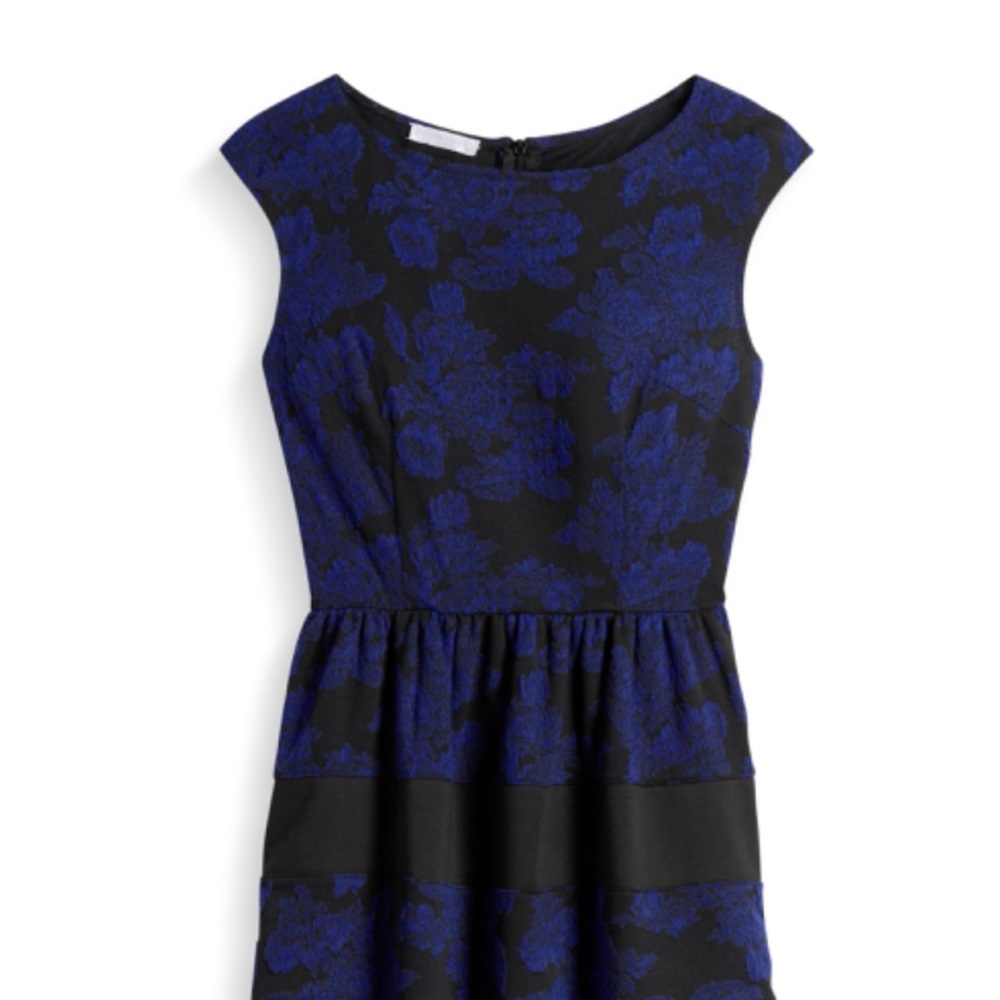 London times A-line knit navy and black dress